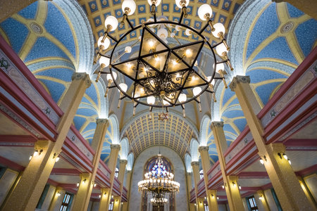 Interior view of Grand Synagogue of Edirne or Edirne Synagogue that is a historic Sephardi synagogue...