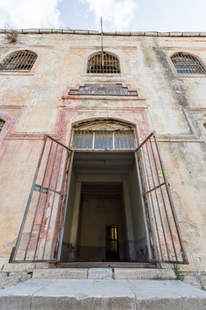 Exterior view of Sinop Fortress Prison,a stonemasonry prison is situated in inside of the Sinop Fortress in Sinop, Turkey.のeditorial素材
