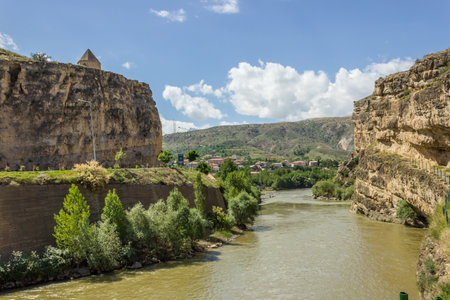 Exterior view of Mengujek Ghazi's tomb,Sultan Melih, and Firat River (Euphrates) in Kemah,Erzincan,Turkey.08 June 2014のeditorial素材