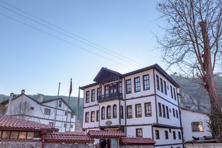 View of Traditional, old and historical Anatolia houses in Mudurnu historic district in Bolu Turkey.27 January 2018のeditorial素材