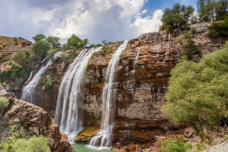 Landscape view of Tortum Waterfall in Tortum,Erzurum,Turkey.18 May 2014