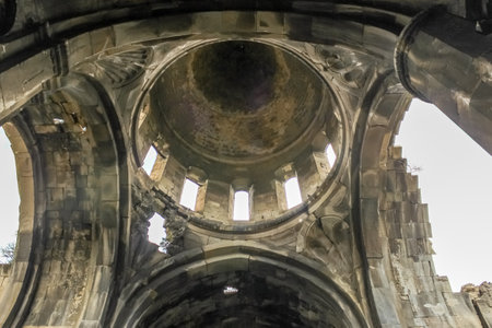 Interior view of Oshki or Oshk Vank,church of St John Baptist locates in Uzundere distrist of Erzurum province Turkey.18 May 2014のeditorial素材