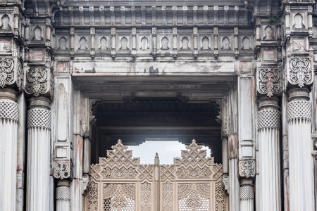 Exterior view of Ciragan Palace door at Ciragan Street, a former Ottoman palace located in Besiktas,Istanbul,Turkey.03 January 2018のeditorial素材