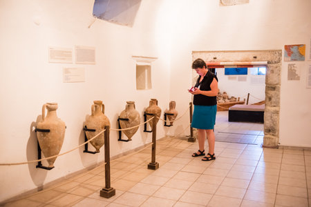 Unidentified people walk and explore in Castle of St. Peter or Bodrum Castle, Turkey.23 August 2017
のeditorial素材