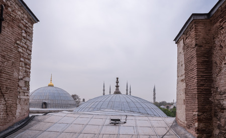 Exterior far view of Sultan Ahmet Mosque or Blue Mosque in Istanbul,Turkey.の写真素材