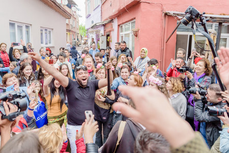 05 May 2018 :- Unidentified Turkish man performs Zurna(clarion) 
at Hidirellez Festival.It means arrival of spring and celebrated throughout Turkic world.Istanbul,Turkey.のeditorial素材