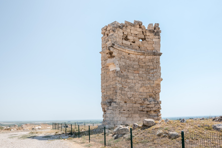 Exterior view of Great Basilica at Aya Tekla underground cave Church also known as Saint Aya Thecla or Aya Thekla, is ruined historic church located in Silifke,Mersin,Turkey.の写真素材
