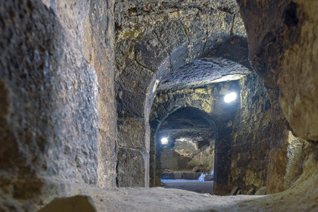 Interior of Aya Tekla underground cave Church also known as Saint Aya Thecla ,Aya Thekla, is ruined...