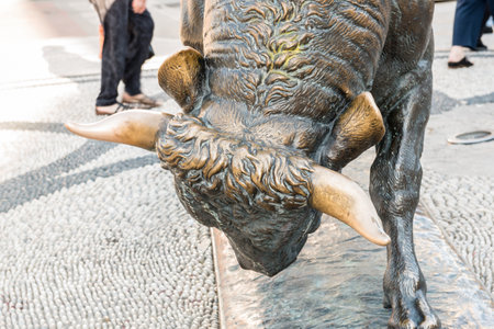 Bull statue at the Kadikoy square is symbol of Kadikoy and a popular meeting point. TURKEY, ISTANBUL,29 JULY 2017のeditorial素材