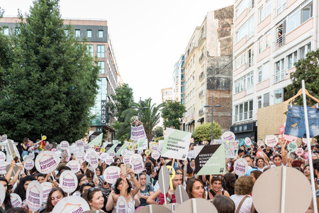 Women Protesters rally in kadikoy against interfering women clothes. Women carry"Do not touch my clothes" banners: TURKEY, ISTANBUL,29 JULY 2017のeditorial素材