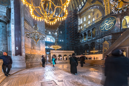 Turkey,March,11 2017 ,- People explore Hagia Sophia Greek Orthodox Christian patriarchal basilica or...