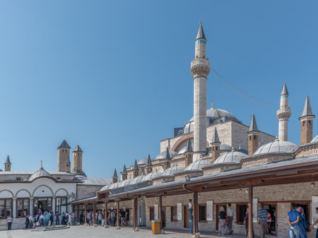 Exterior view of Mevlana museum in Konya,Turkey.28 August 2017のeditorial素材