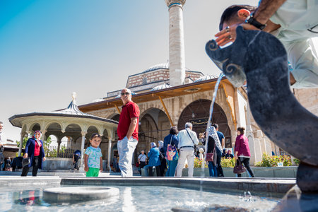 People visit Mevlana museum in Konya,Turkey.28 August 2017のeditorial素材