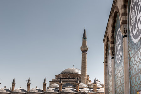 Exterior view of Selimiye Mosque and mevlana museum  in Konya,Turkey.28 August 2017のeditorial素材