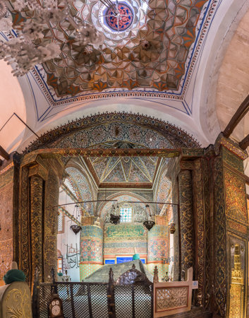 High Resolution Panoramic view of Mevlana Tomb at Mevlana museum in Konya,Turkey.28 August 2017のeditorial素材