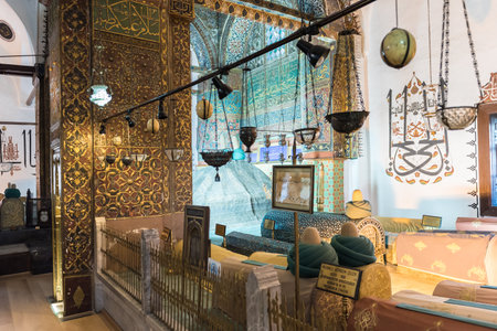 Tomb of Mevlana at Mevlana museum in Konya,Turkey.28 August 2017のeditorial素材