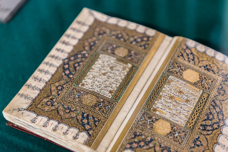 Moslem Holy ancient Book the Quran in Mevlana museum in Konya,Turkey. 28 August 2017のeditorial素材