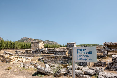 Ancient tombs at Hierapolis northern necropolis in Pamukkale, Turkey. UNESCO World Heritage.のeditorial素材