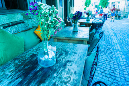 Street view of Alacati district of Cesme.Alacati  is a popular destination for traveling and vacation in Izmir,Turkey.のeditorial素材