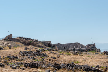 Ancient ruins in Hierapolis, Pamukkale, Turkey. UNESCO World Heritage.のeditorial素材