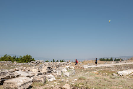 Ancient ruins in Hierapolis, Pamukkale, Turkey. UNESCO World Heritage.25 August 2017のeditorial素材