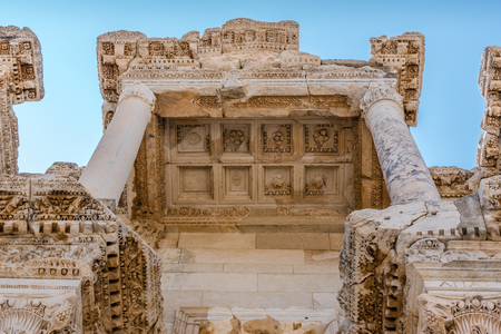 Close Detailed view of Ancient Celsus Library at Ephesus historical ancient city, in Selcuk,Izmir,Turkey.の写真素材