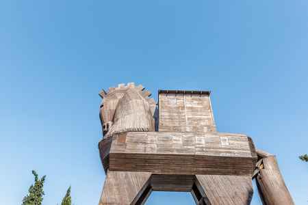 Famous Trojan horse in ancient city of Troy.Wooden Trojan horse in ancient city Troy.の写真素材