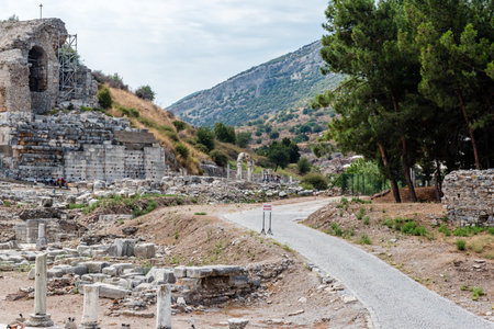 High Resolution panoramic view of  Ephesus historical ancient city, in Selcuk,Izmir,Turkey:20 August 2017のeditorial素材