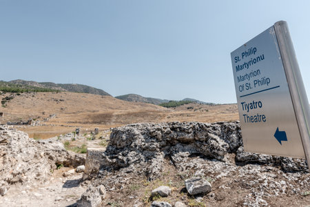 Martyrion of Saint Philip, ancient ruins in Hierapolis, Pamukkale, Turkey. UNESCO World Heritageのeditorial素材