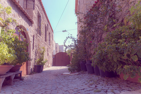 HDR Image-Street view of Alacati district of Cesme.Alacati  is a popular destination for traveling and vacation in Izmir,Turkey.のeditorial素材