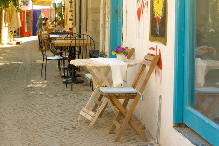 Street view of Alacati district of Cesme.Alacati  is a popular destination for traveling and vacation in Izmir,Turkeyのeditorial素材
