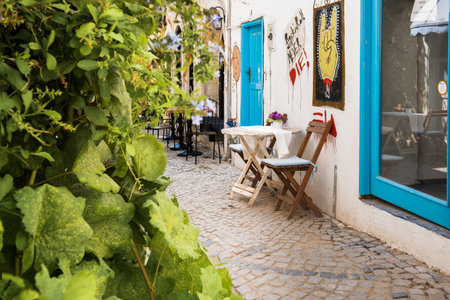 Street view of Alacati district of Cesme.Alacati  is a popular destination for traveling and vacation in Izmir,Turkey.のeditorial素材