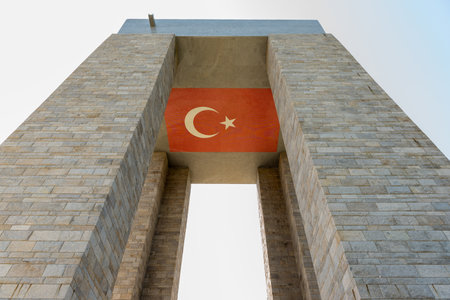 Canakkale Martyrs' Memorial is a war memorial commemorating the service of about Turkish soldiers who participated at the Battle of Gallipoli,Canakkale,Turkeyのeditorial素材