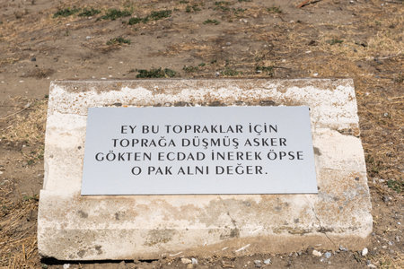 An information stone at the Anzac Cove Memorial in Canakkale, Turkey.のeditorial素材