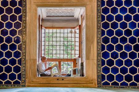Interior view of Green Mosque also known as Mosque of Mehmed I is a part of the larger complex in Bursa,Turkey.20 May 2018のeditorial素材