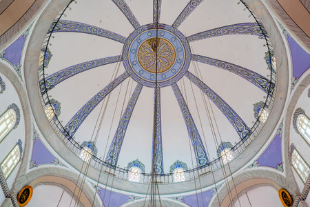 Interior view of Emir Sultan Mosque at Emir Sultan Complex or Sultan Complex,a mosque complex in Bursa,Turkey.20 May 2018のeditorial素材