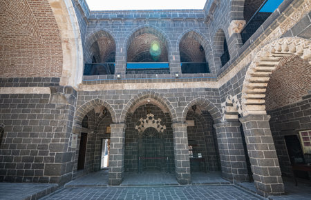 Courtyard of Mesudiye Medresesi or Madrasah in courtyard of Ulu Mosque,a popular landmark in Diyarbakir,Turkey.16 July 2018のeditorial素材