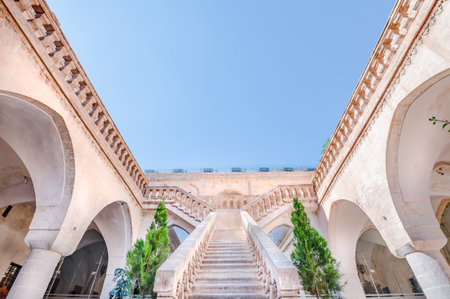 Stairs of Old Post Office Building (House of Sahtana Family),a popular landmark in Mardin,Turkey.17 June 2018のeditorial素材