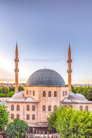 View of Mevlidi Halil Mosque,one of landmarks in Sanliurfa,Turkey.18 July 2018のeditorial素材