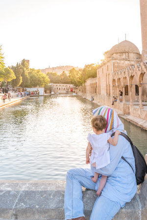 View of Halil-Ur Rahman Lake or named Balikli Gol(fish lake) in Sanliurfa,Turkey.