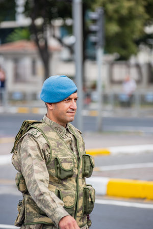 Unidentified Turkish soldiers marches for Military parade at Turkish 30 August Victory day in...