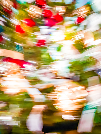 Blurred image of Christmas with tree decorationsの写真素材