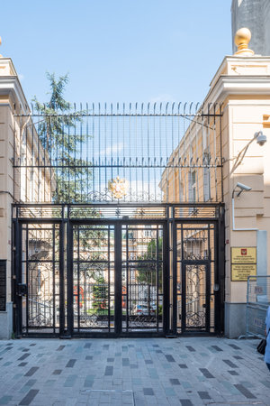 Exterior view of Russia Embassy building which located in beyoglu,Istanbul,Turkey.25 July 2019のeditorial素材