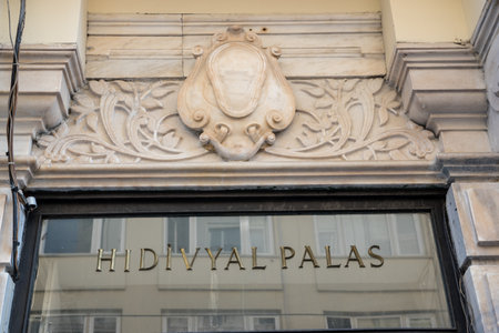 Exterior view of Hidivyal Palas building which located in beyoglu,Istanbul,Turkey.25 July 2019のeditorial素材