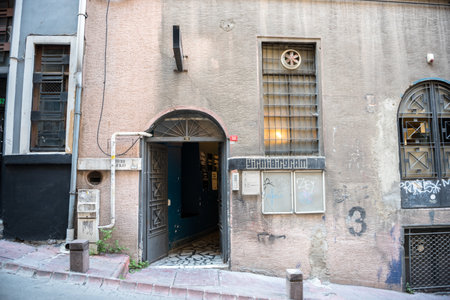 Exterior view of Kumbaraci50 theatre building which located in beyoglu,Istanbul,Turkey.25 July 2019のeditorial素材