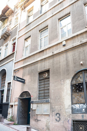 Exterior view of Kumbaraci50 theatre building which located in beyoglu,Istanbul,Turkey.25 July 2019のeditorial素材