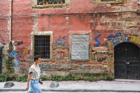 Ruins of ancient Genoise Wall located in Istanbul,Turkey.25 July 2019のeditorial素材