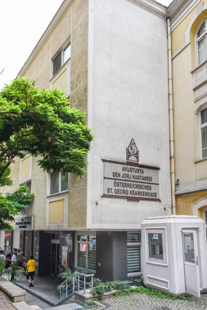 Exterior view of Austria Sen Jorj Hospital located in Galata,Beyoglu,Istanbul,Turkey.25 July 2019のeditorial素材