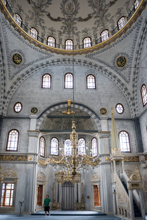 Interior view of Nusretiye Mosque which was built in 1823-1826 by Sultan Mahmut located in Tophane district of Beyoglu, Istanbul, Turkey.25 July 2019のeditorial素材