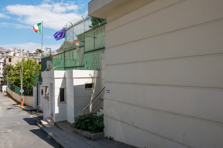 Exterior view of Italy Embassy building which located in beyoglu,Istanbul,Turkey.25 July 2019のeditorial素材